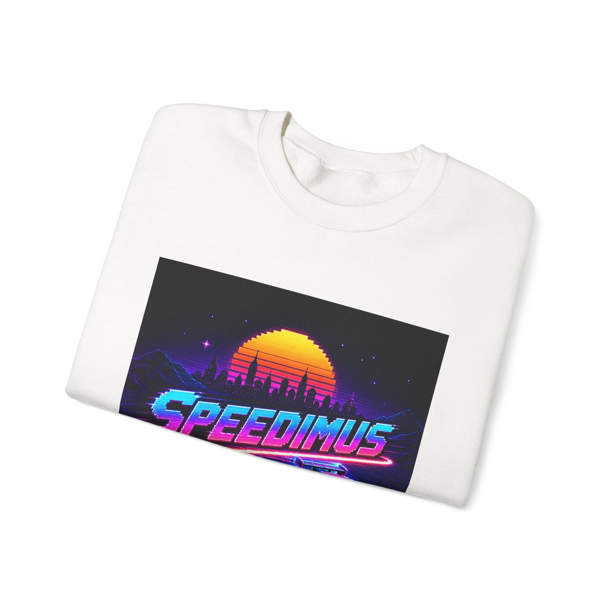 Retro Speedimus Crewneck Sweatshirt — "Speedimus Prime Productions" Vaporwave Graphic