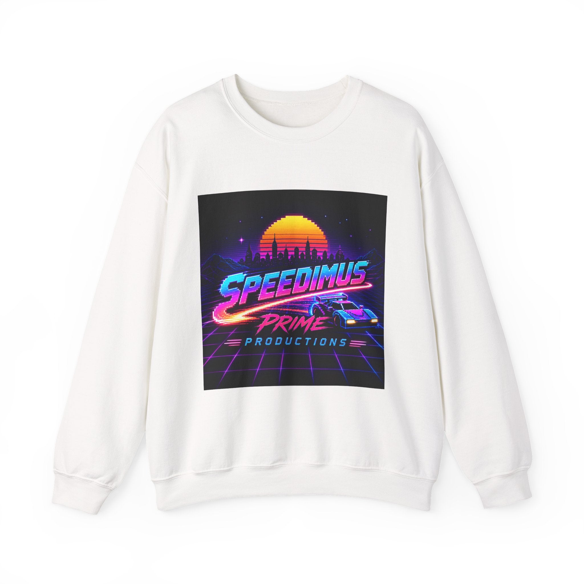 Retro Speedimus Crewneck Sweatshirt — "Speedimus Prime Productions" Vaporwave Graphic