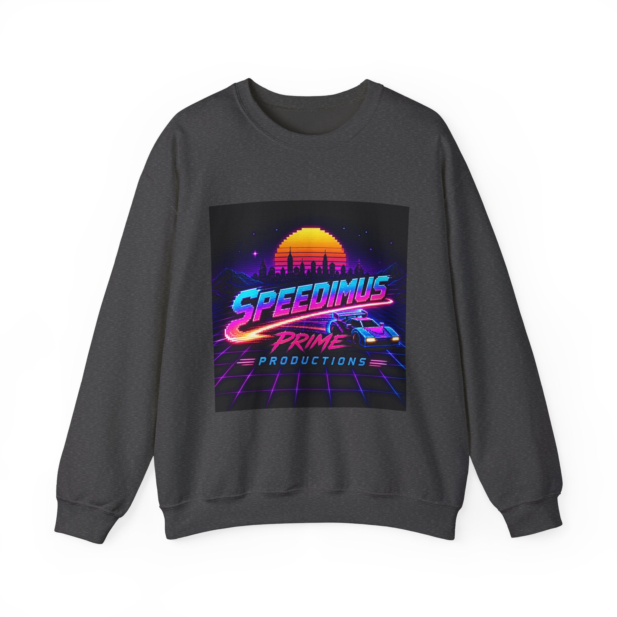 Retro Speedimus Crewneck Sweatshirt — "Speedimus Prime Productions" Vaporwave Graphic
