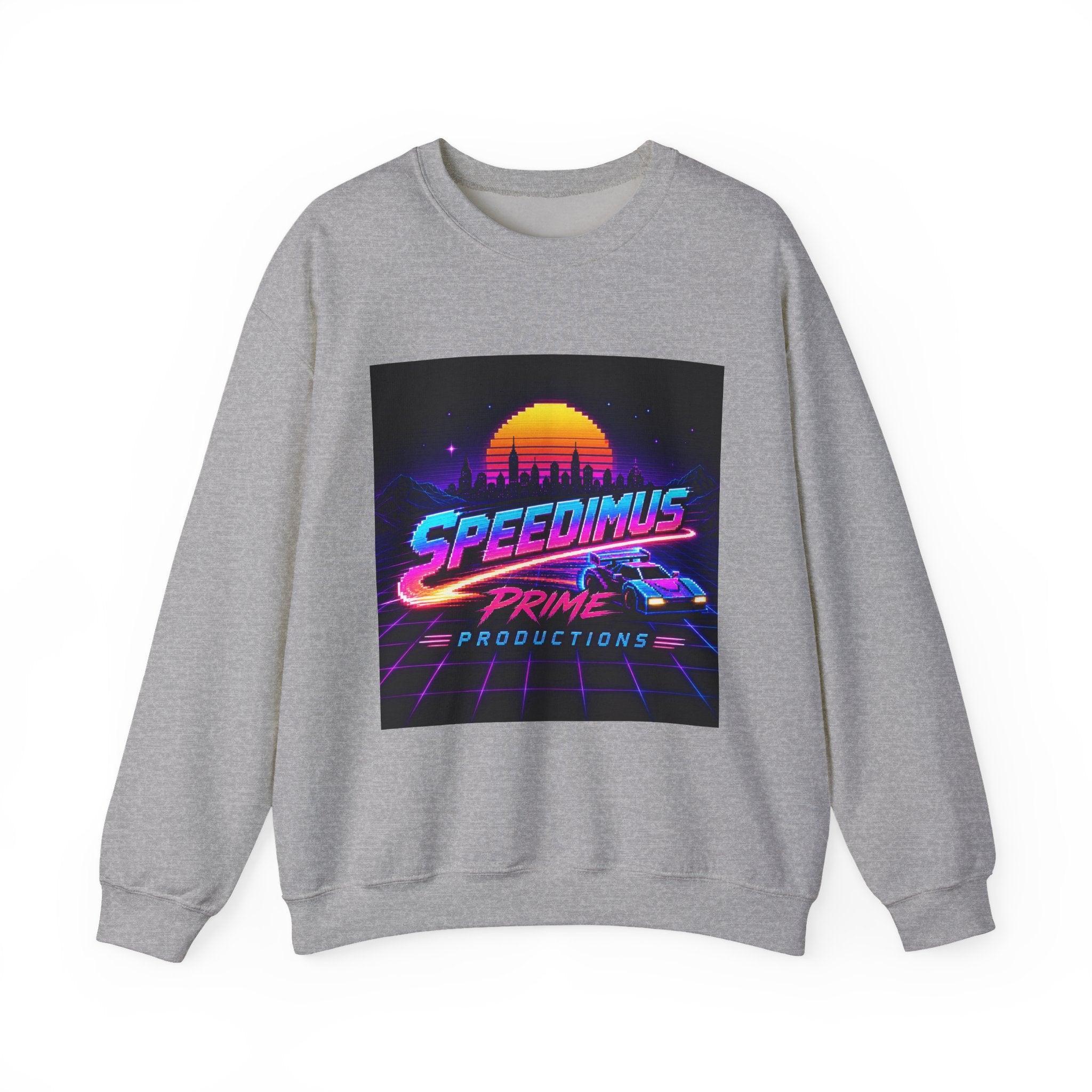 Retro Speedimus Crewneck Sweatshirt — "Speedimus Prime Productions" Vaporwave Graphic
