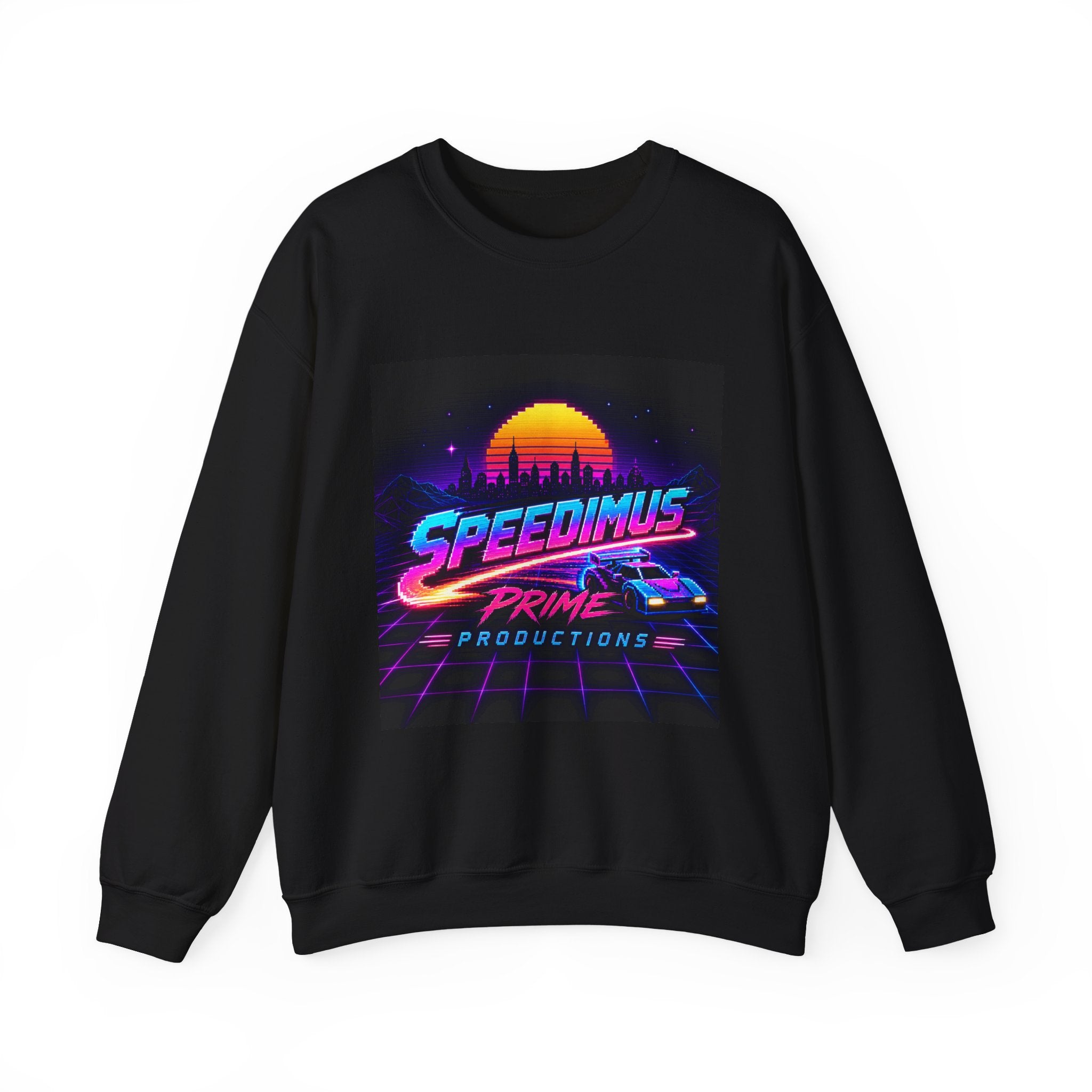 Retro Speedimus Crewneck Sweatshirt — "Speedimus Prime Productions" Vaporwave Graphic